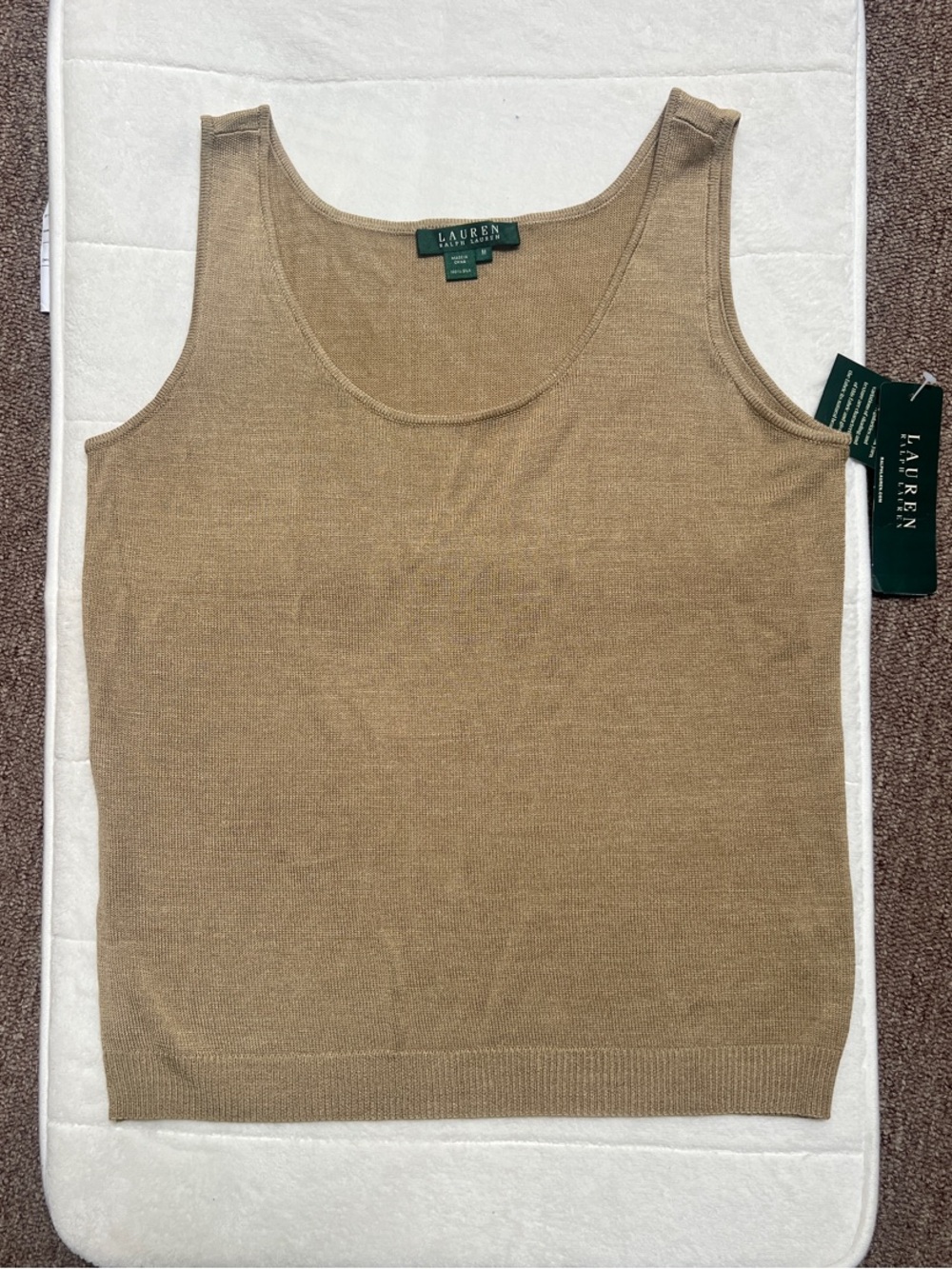 Lauren Ralph Lauren Camel Knit Scoop Neck Tank NWT